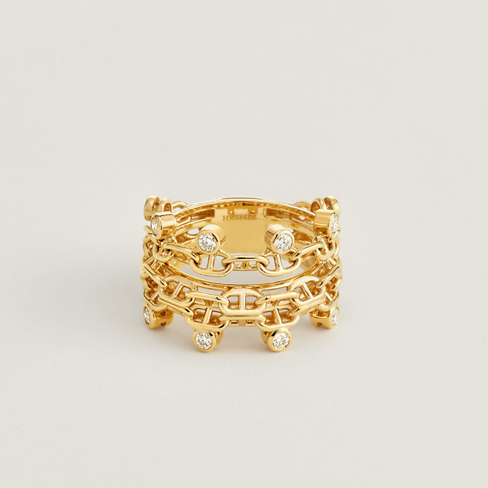 HERMES Gold Chaine d’Ancre Ring Hermes Chaine d'Ancre Enchainee Ring Small Model 18k Rose
